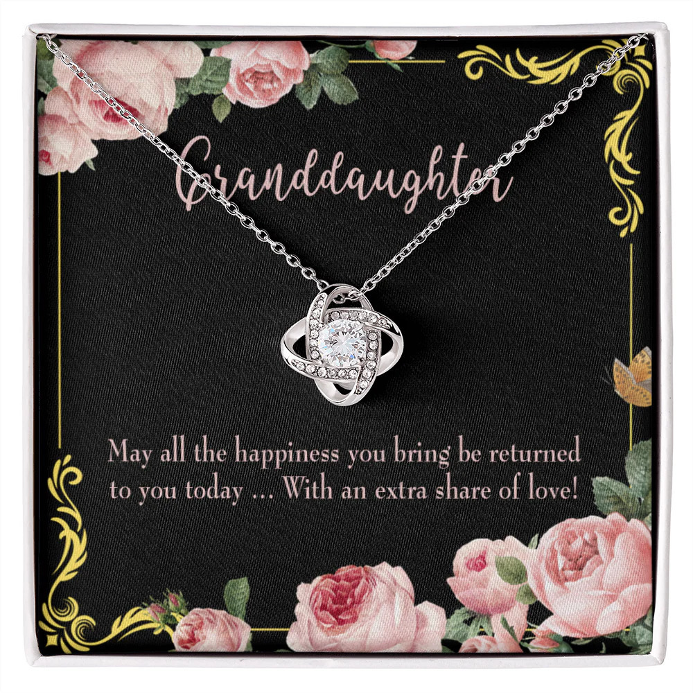 Granddaughter Share of Love Infinity Knot CZ Necklace Silver Tone Standard Box